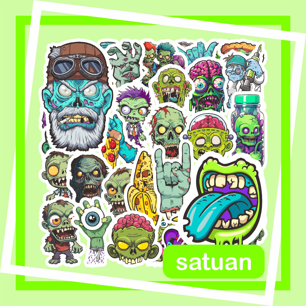 

(1 pc) Stiker Zombie | Sticker waterproof Pack zombi undead tahan anti air tumbler Laptop Hp