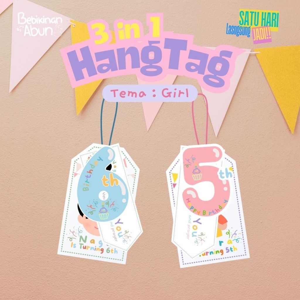 Hangtag Ulang Tahun Anak 3in1 | Hangtag souvenir Ulang tahun Anak Tema Laki-Laki