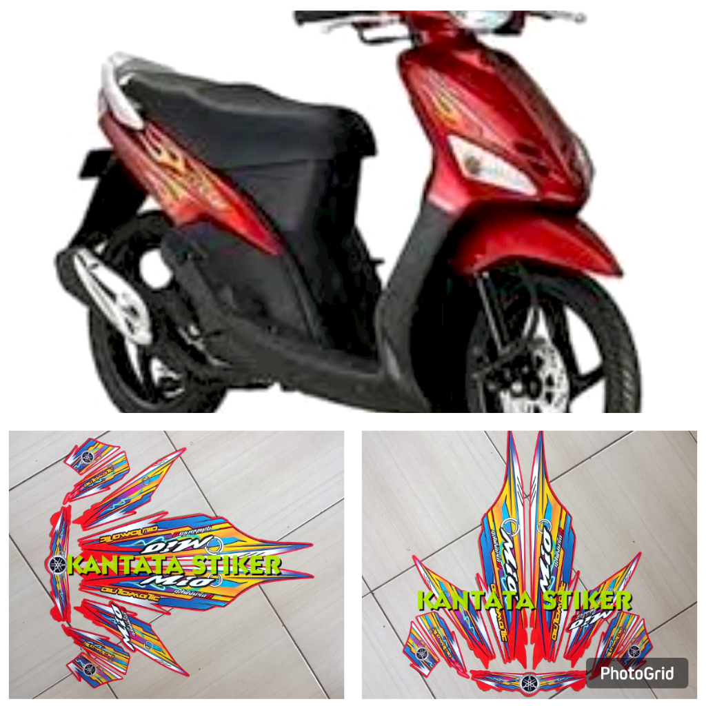 STIKER STRIPING MOTOR LIS YAMAHA MIO SPORTY VARIASI MERAH