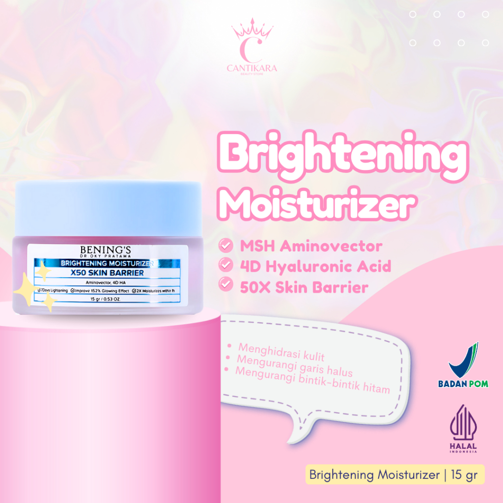 Bening's Brightening Moisturizer Gel Pelembab Wajah Peptide Hyaluronic Acid Mencerahkan Wajah Moist 