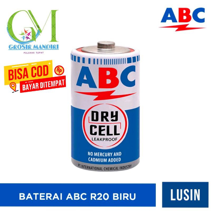Baterai ABC R20 Biru 1 Pcs isi 2 batrai, Baterai Kering (Zinc-Carbon) 1.5V untuk Radio Besar, Senter