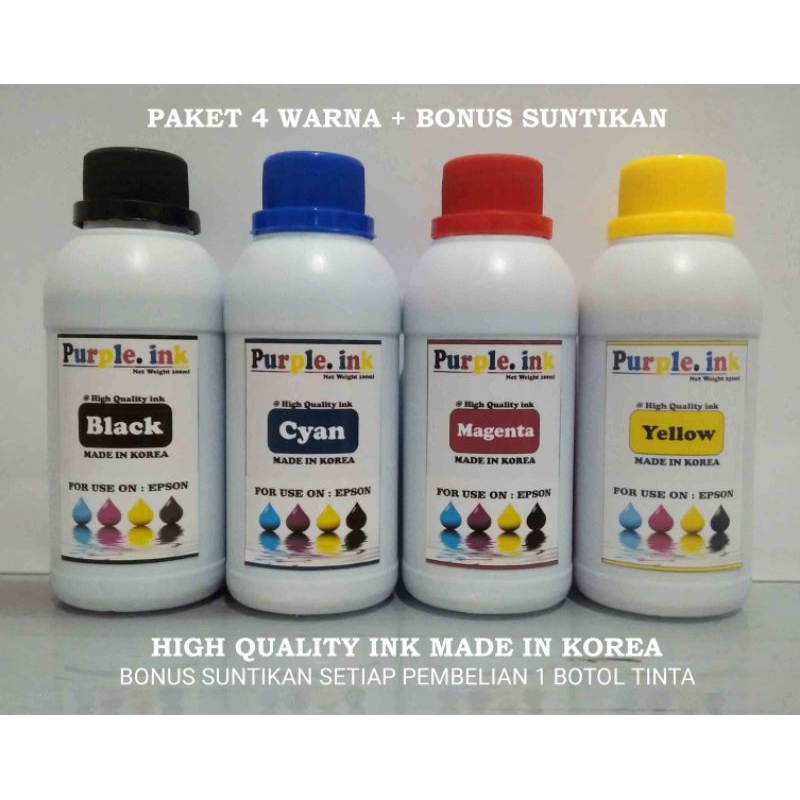 Tinta Refill Printer Epson 250ml Purple ink - Paket 4 Warna