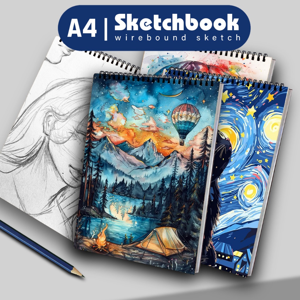 

Sketchbook A4 Buku Gambar Vertikal Jilid Spiral Aesthetic Buku Sketsa 45 Lembar