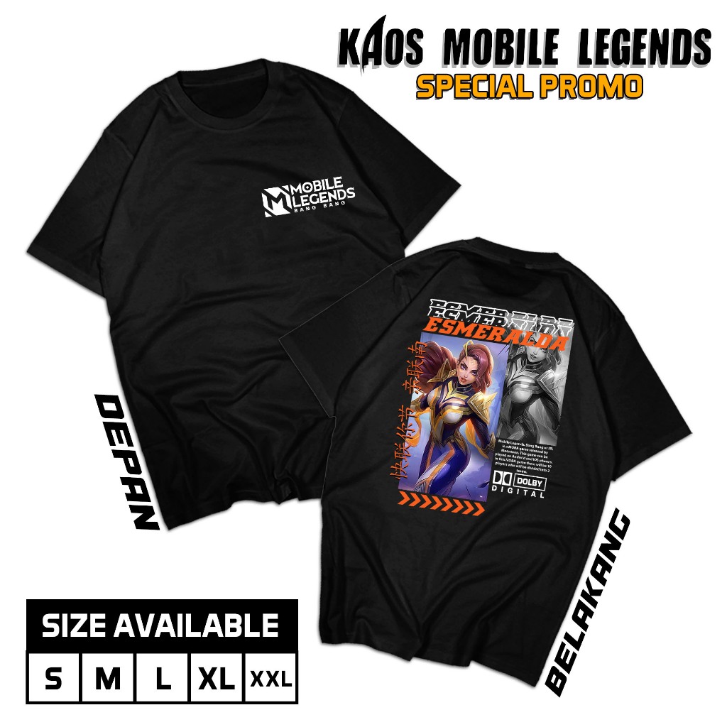KAOS STREETWEAR MOBILE LEGENDS HERO ESMERALDA KAOS DEWASA UNISEX COMBED