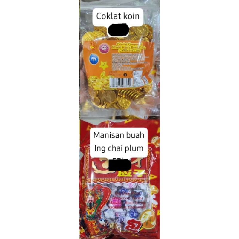 

Cokelat koin dan manisan buah