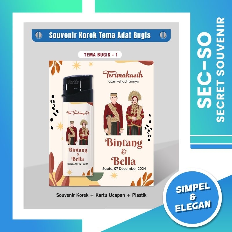 Souvenir Korek Custom Pernikahan Tema Bugis