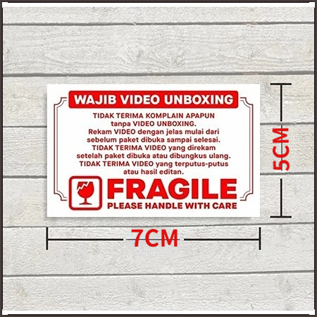 

Label Sticker FRAGILE Wajib Video Unboxing Stiker Perhatian On Shop 70x30 Isi 1000 Pcs