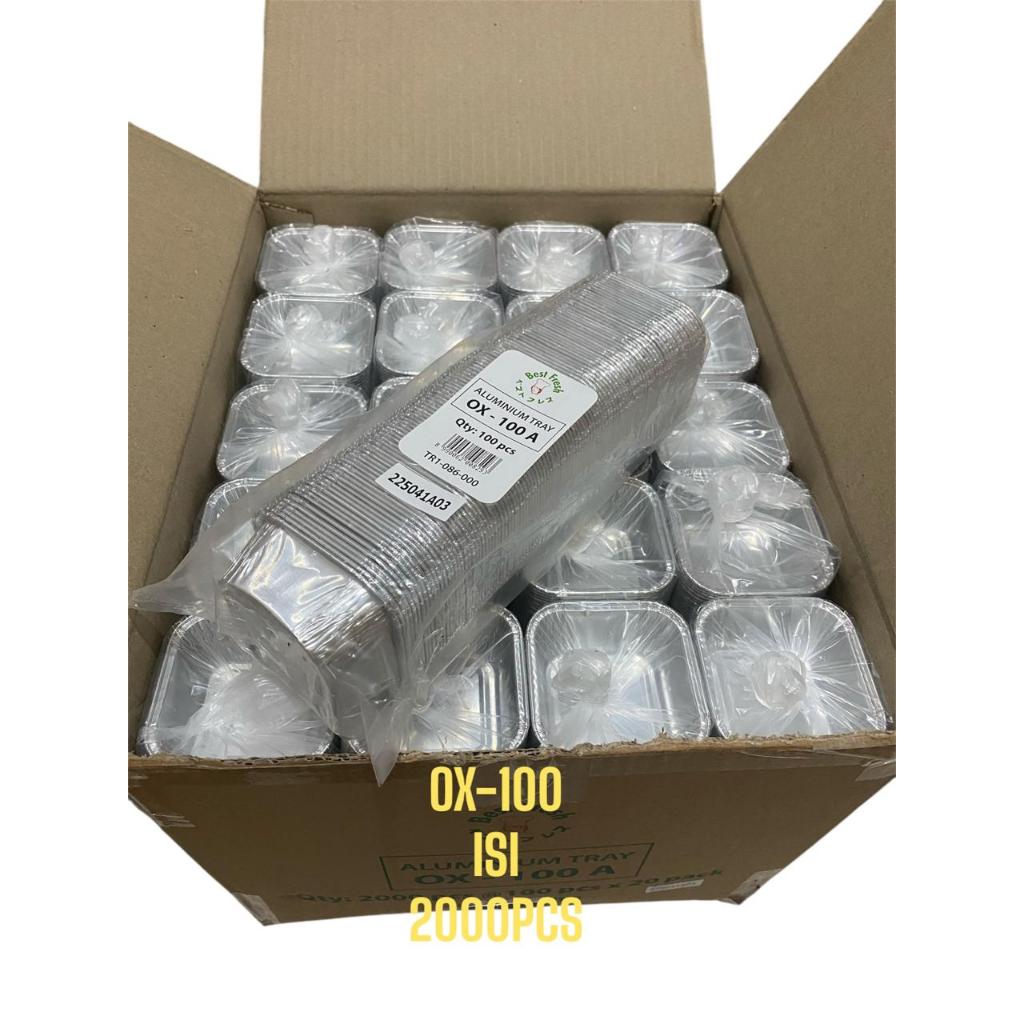 LOYANG WADAH ALUMINIUM FOIL TRAY OX 100 ALUMINIUM TRAY CUP OX-100 & TUTUP PER DUS WADAH OX-100 1 DUS
