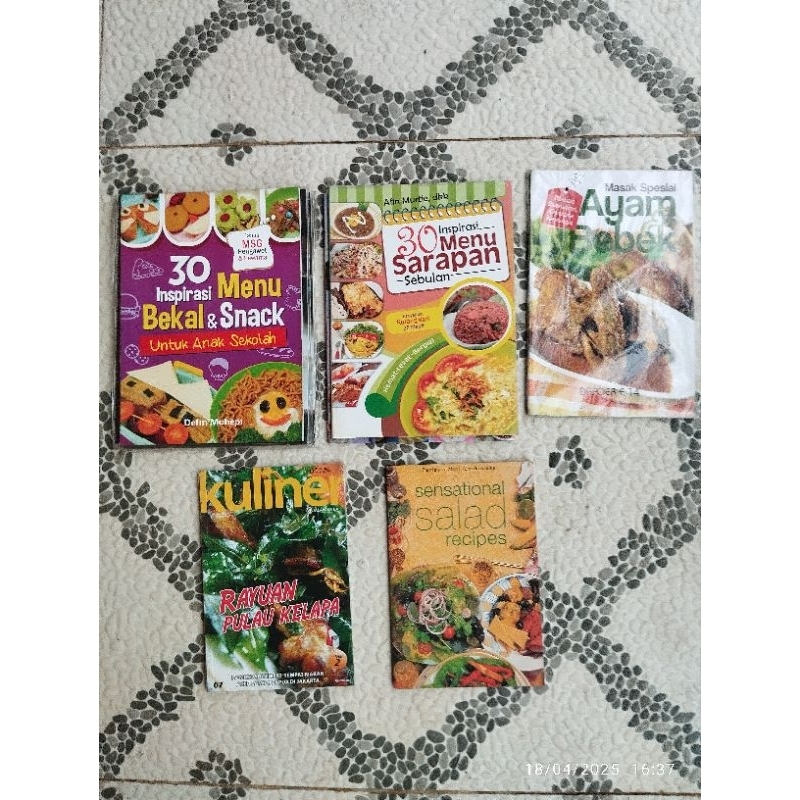 Buku Resep Masakan - Resep Kue; MENU BEKAL & SNACK, MENU SARAPAN, AYAM & BEBEK, KULINER RAYUAN PULAU