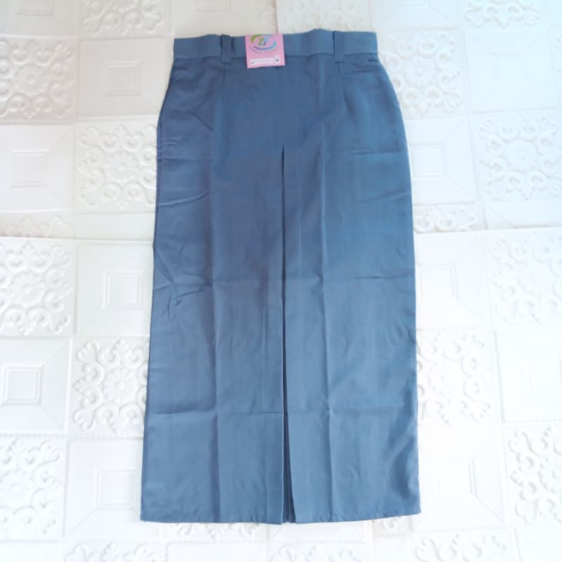 ROK SMA panjang span abu abu rempel lipat 1 depan bahan twist licin tebal