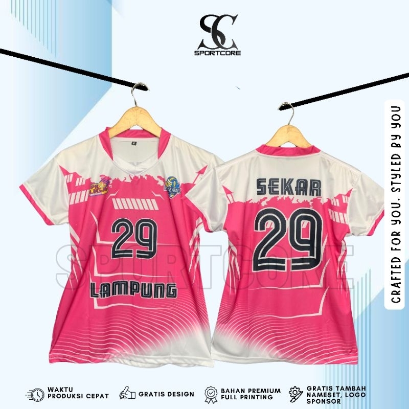 Jersey Voli Cewek Fullprinting Custom Nama Nomer