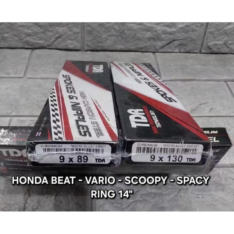 PAKET Jari-Jari TDR CHROME Depan-Belakang 9x89/9x130 Velg "14" RUJI VELG Beat Scoopy Vario