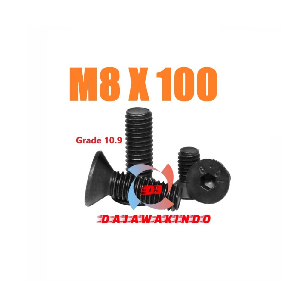 Baut JF L Baja M8 x 100 / Baut Verseng Baja M8 x 100 / Grade 10.9