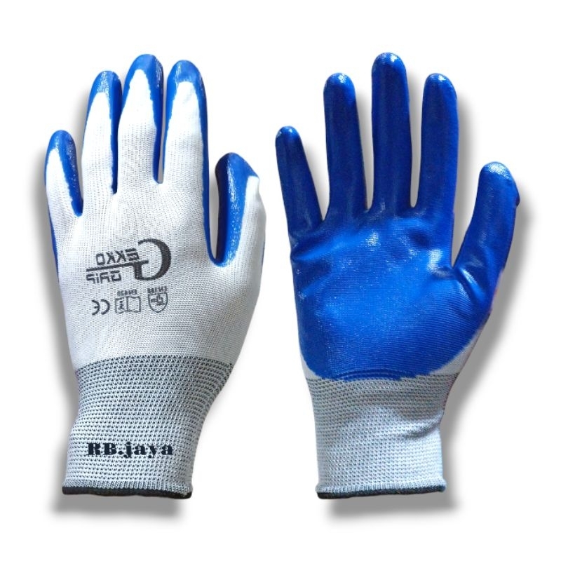 PROMO 12 & 6 Pasang Sarung Tangan Safety Kerja Karet Latex Anti slip