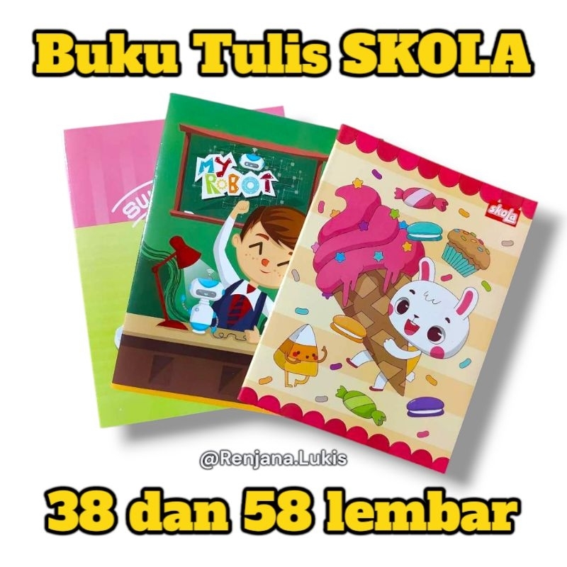

Buku Tulis SKOLA by SIDU 38/58 Lembar (1 pack) - Isi 10 Buku - Buku Tulis Murah