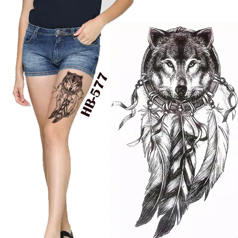 HB577 TATO TEMPORER TATTOO STICKER PALSU WOLF SERIGALA / TATO TEMPORER TAHAN LAMA