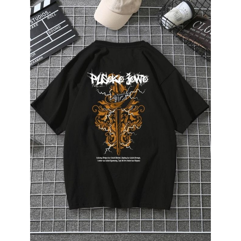 kaos t-shirt LELUHUR PUSAKA KERIS JAWA kain katun combat hitam putih adem nyaman di pakai