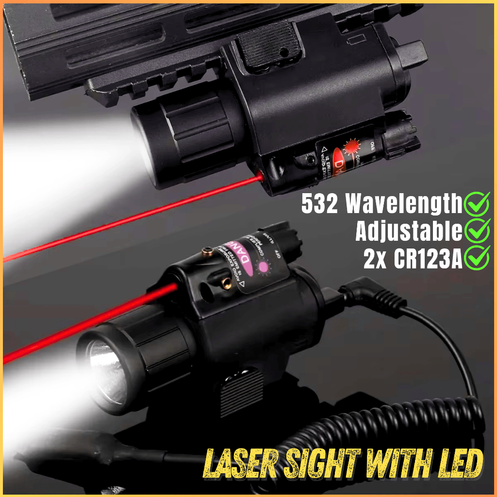 COD TaffLED Senterr Senapan + Laser Merah Tembak Siang Malam Lengkap Jarak Jauh Tactical 200 Lumens