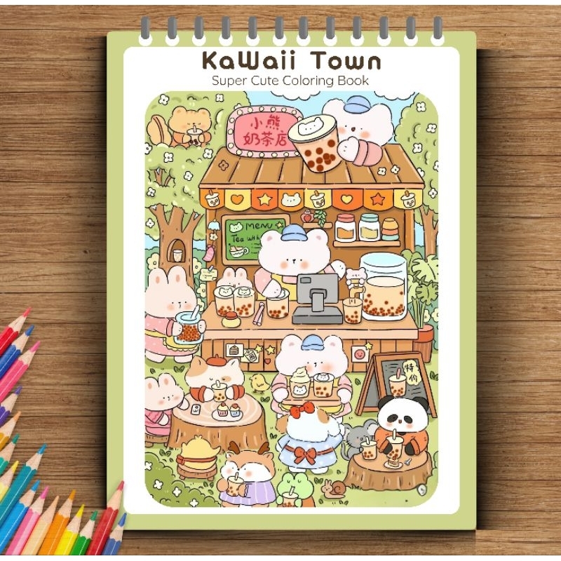 KAWAII TOWN COLORING BOOK | BUKU MEWARNAI ANAK | BUKU MEWARNAI FOR ADULTS | COLORING BOOK AESTHETIC 
