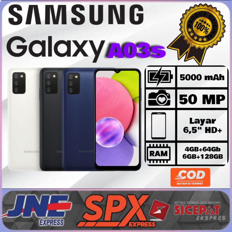 SMARTPHONE HP SAMSUNG A03s Ram 4+64GB & 6+128GB [ Fast Charging 15Watt + Camera 13 MP + Display 6,5 
