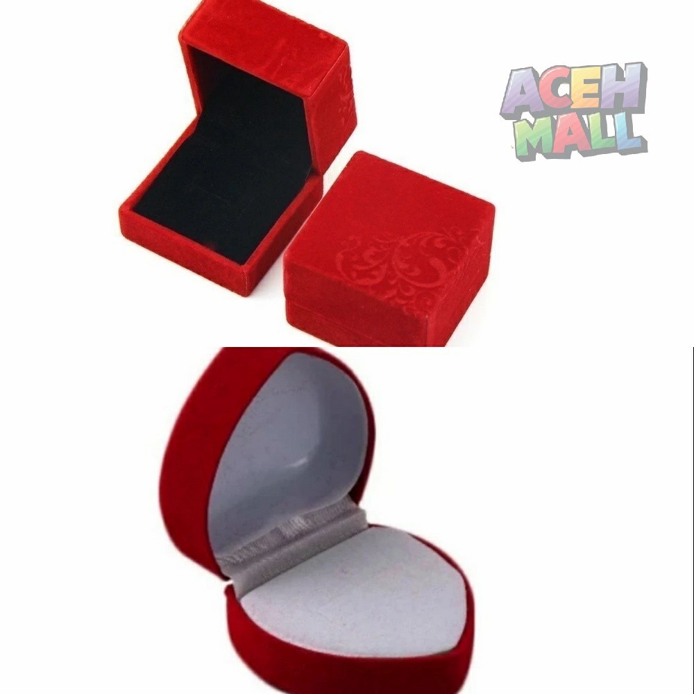 Kotak Cincin Model Love Merah - Tempat Cincin Elegan Lamaran Tunangan Simpan Ring Cincin