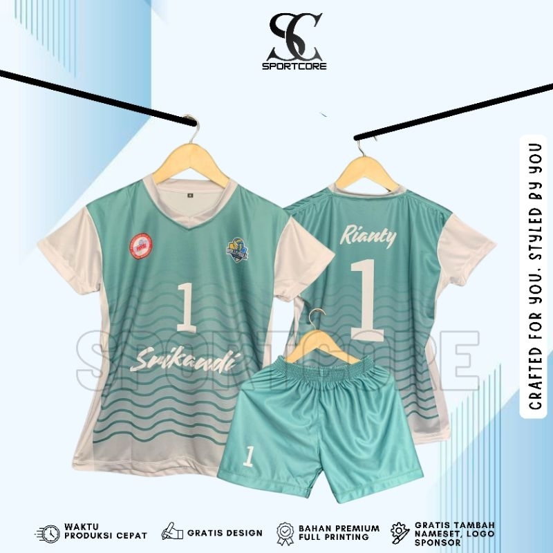 Jersey Voli Cewek Fullprinting Custom Nama Nomer