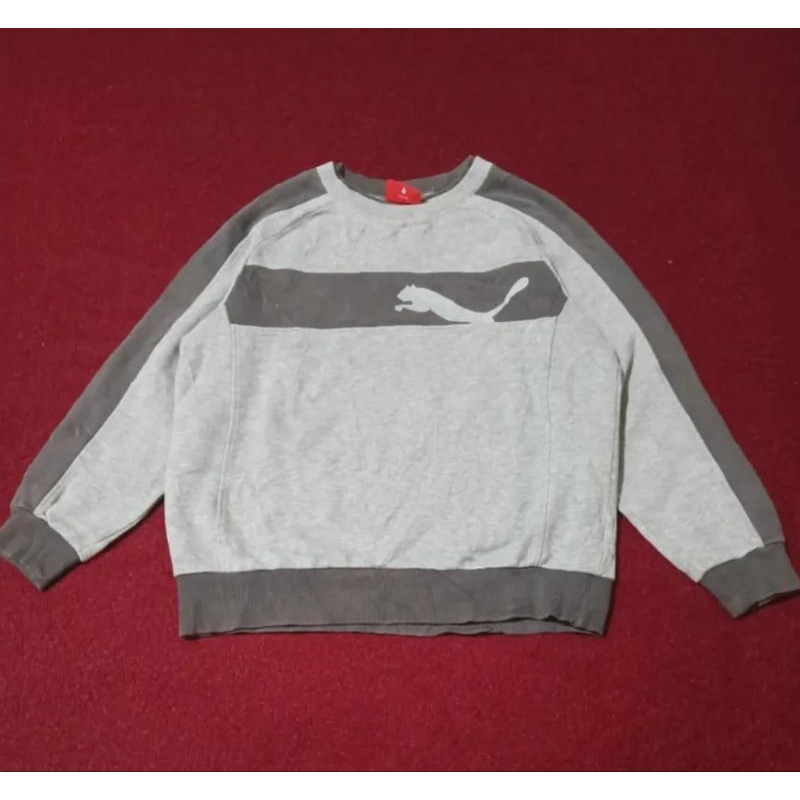 Sweater Anak Puma Original Warna Abu Size 140 (6-8 Tahun) - Crewneck Casual