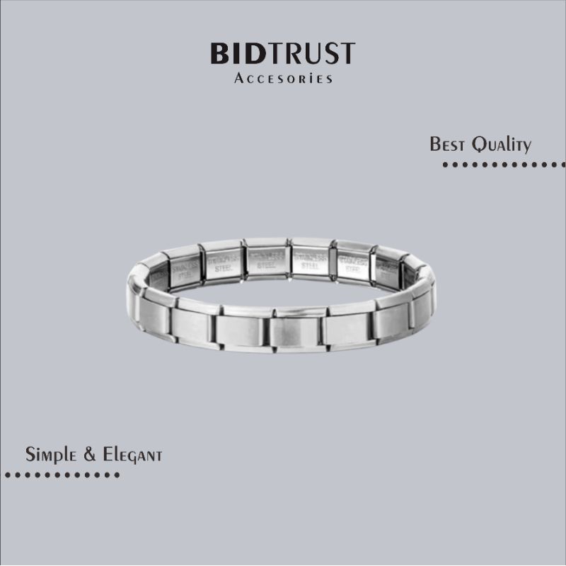 GELANG TITANIUM ITALIAN CHARM • Laso Simple Elegan Asli Original Premium Anti Tidak Karat Luntur Mod