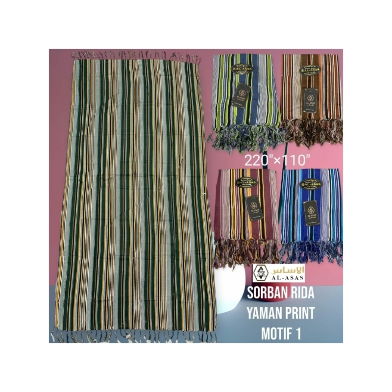 sorban motif yaman rida rayon motif garis adem dingin