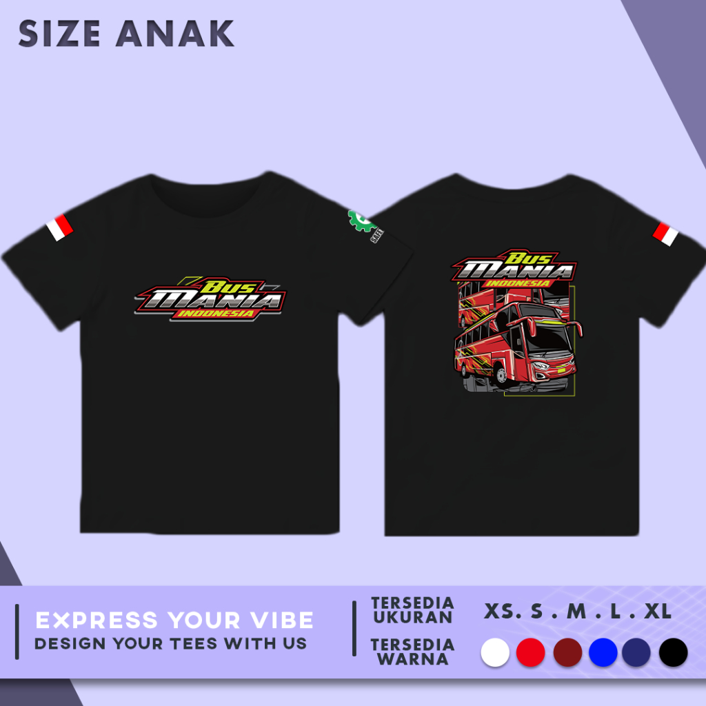 Kaos Anak Red Bus Mania Indonesia Keren | Cotton Combed 30S