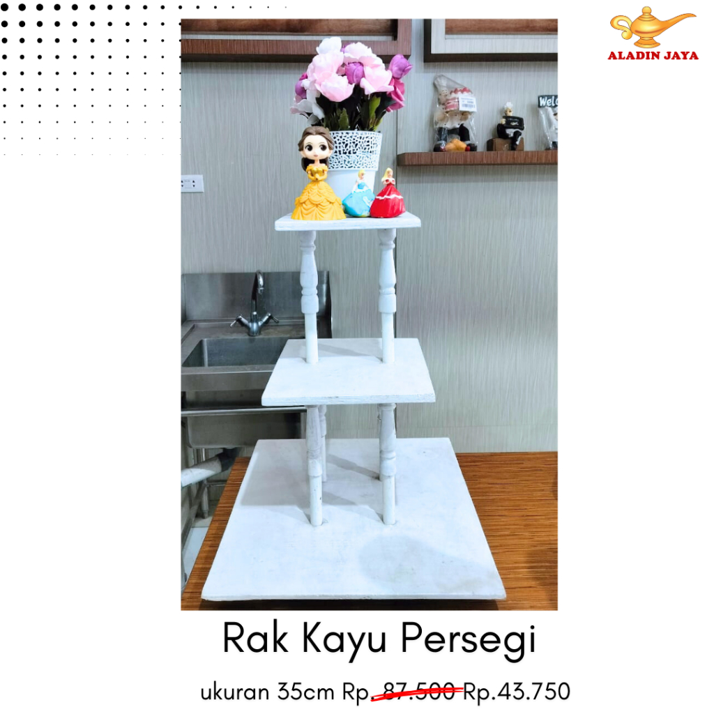 Rak Kayu Kue Pengantin | Persegi | 35cm & 40cm