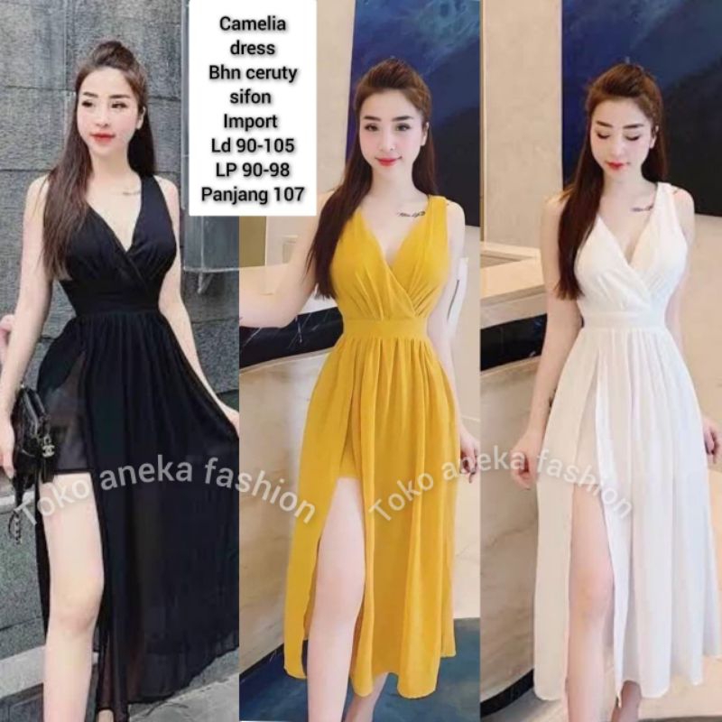 New Arrival Calysta midi dress - summer dress pantai v neck - baju pantai wanita