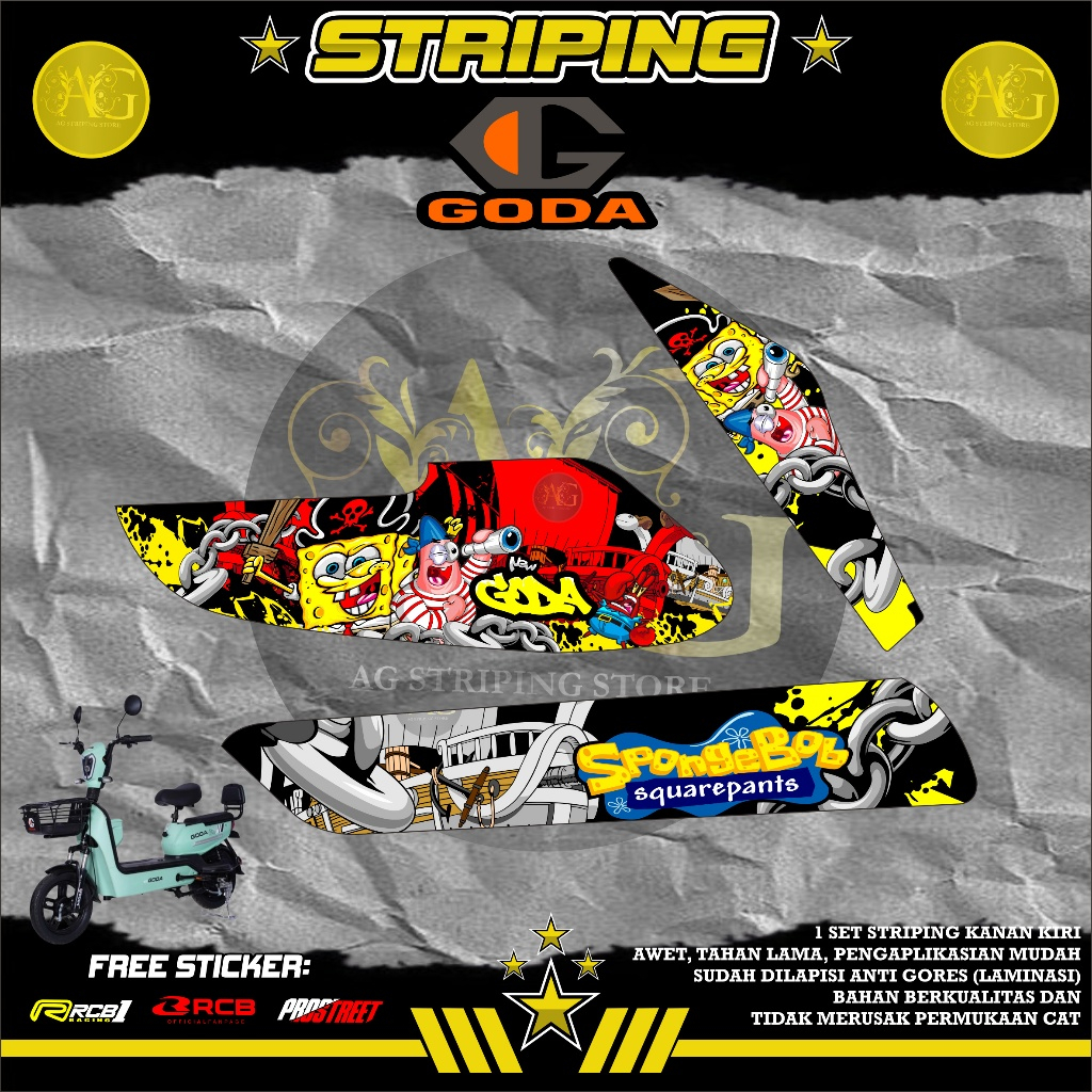 terbaru  striping sticker sepedah listrik goda-striping sepedah listrik goda motif doodle spongebob0