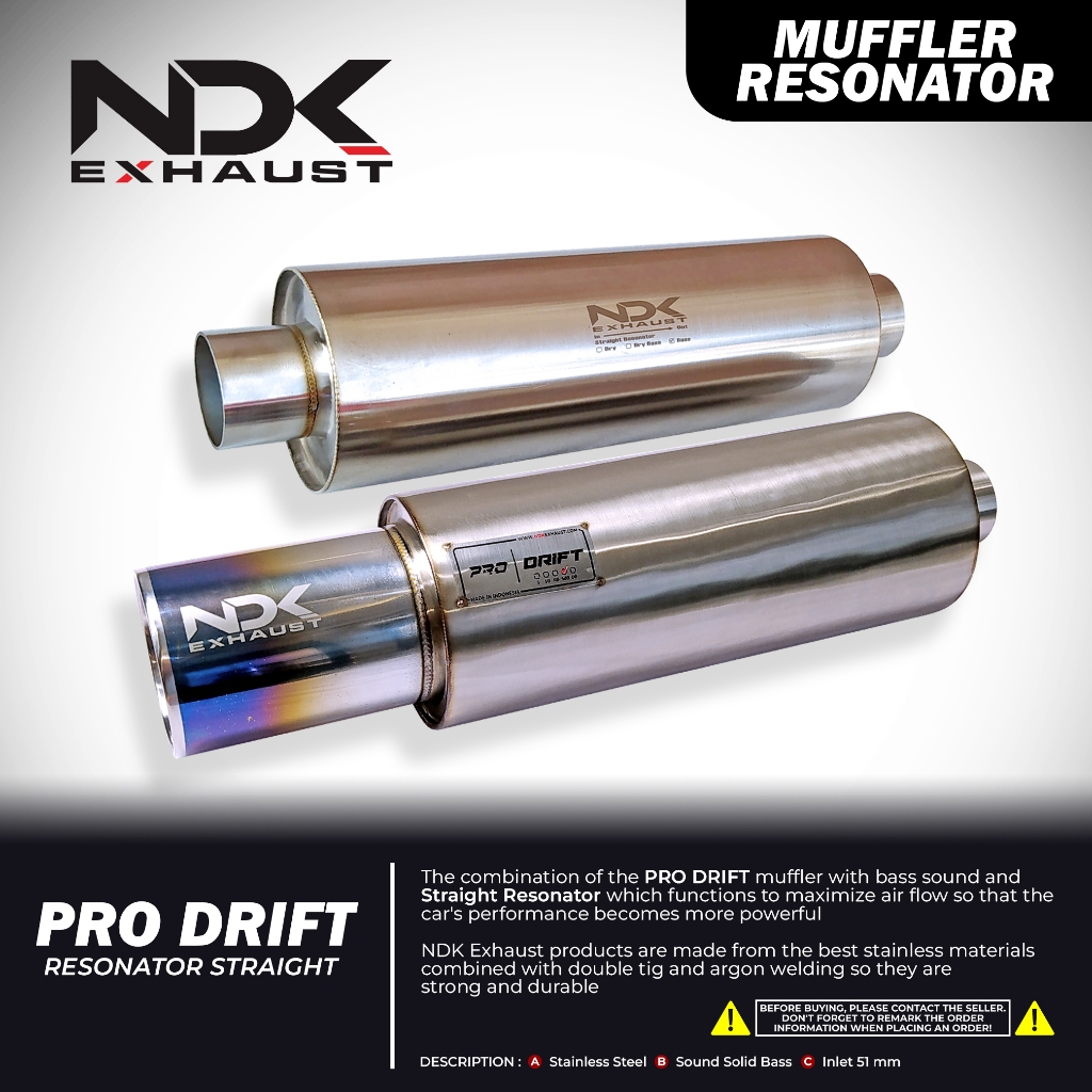 NDK EXHAUST RESONATOR STRAIGHT DAN MUFFLER PRO DRIFT MOBIL DAIHATSU FEROZA KNALPOT MOBIL RACING
