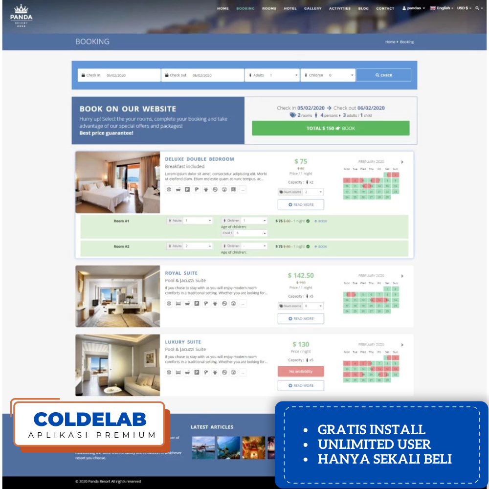 Source Code Aplikasi Booking Hotel Plus CMS PHP