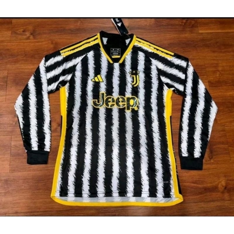 Jersey Kaos Baju Sepak Bola Juve Juventus Home Away 3rd Third Hitam Black Lengan Tangan Panjang Long