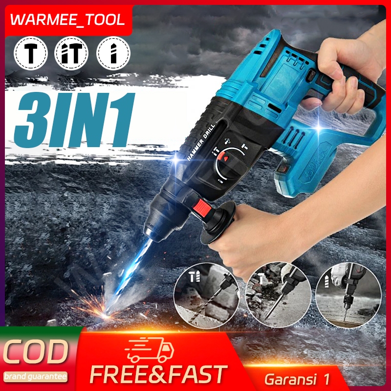 WARMEE Bor Beton jack hammer bor listrik bor beton 3 fungsi original bor hammer drill baterai