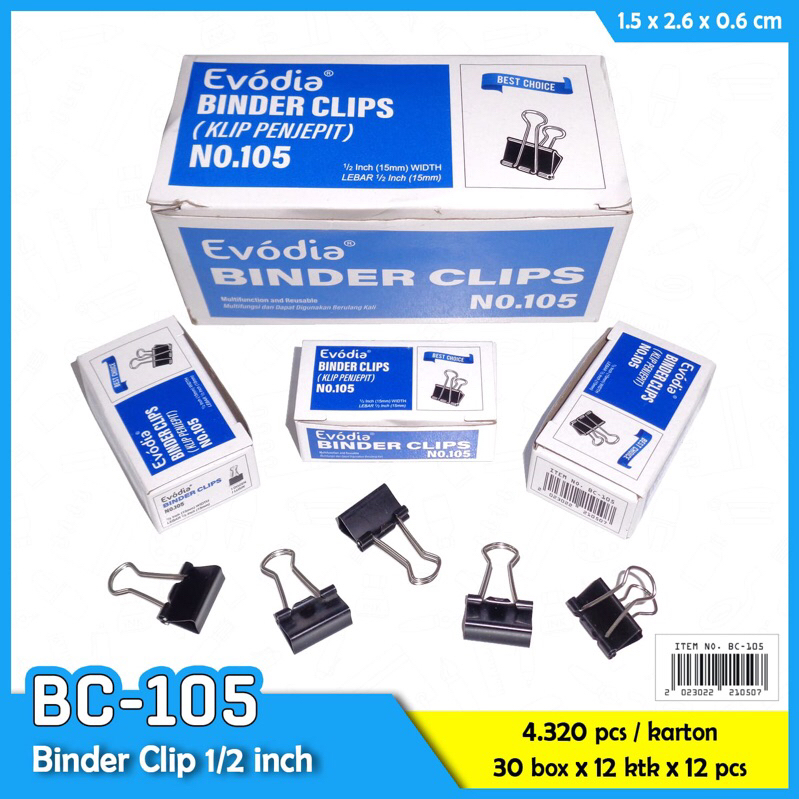 

GROSIR 1gross (12 BOX KECIL) Binder Clip 105 (15mm) Clip Kertas kecil