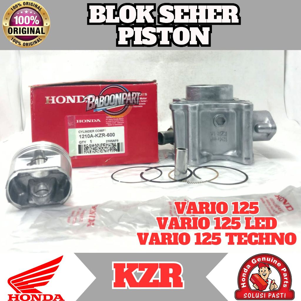 BLOK SEHER & PISTON KZR ORIGINAL AHM  VARIO 125 / VARIO 125 LED / VARIO 125 TECHNO