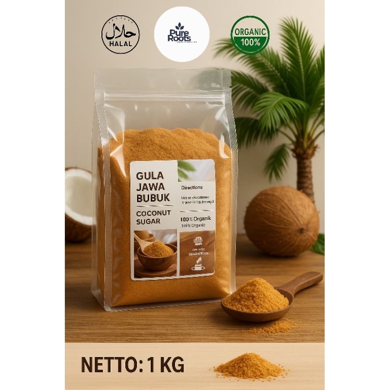 

Gula Kelapa Jawa Bubuk/Coconut Brown Sugar Organic 100 %. Premium Ready For Import 1 Kg