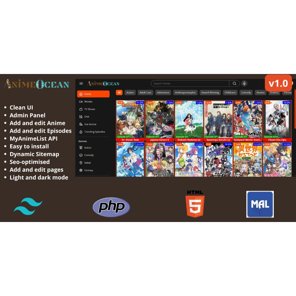 Script Website Streaming Anime dengan Database & API MyAnimeList