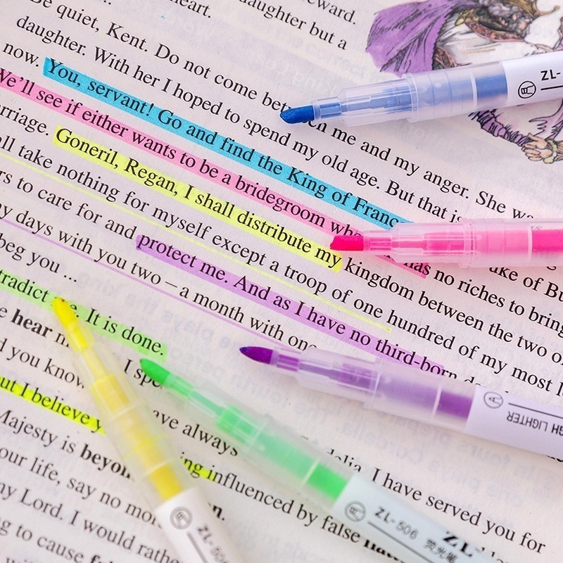 

1 Set Highlighter Dua Sisi Warna isi 6Pcs Pen 2 sisi Diary Marker Stationery Unik Penanda Buku WARNA
