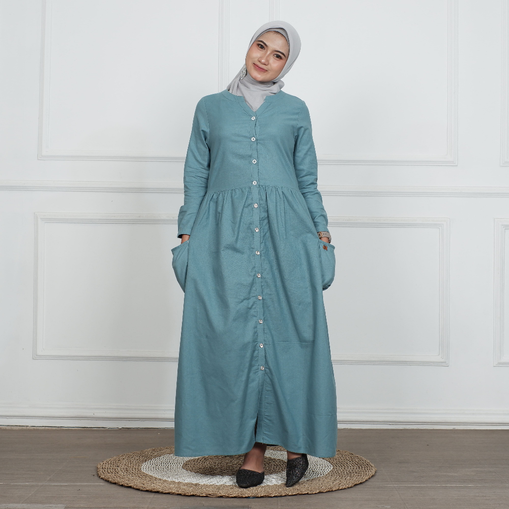 Ztrii Dress Gamis Bahan Linen Rami / Gamis Linen Rami Premium