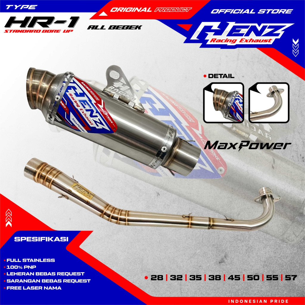 Knalpot Samping Footstep standar Supra125,Kharisma Hr-1 & HR-2 Henz Racing Exhaust