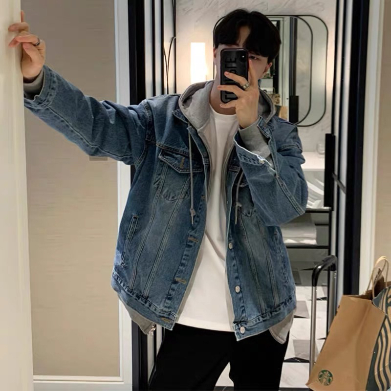 Jaket Jeans Hoodie Kupluk Best Seller Kualitas Distro pria wanita