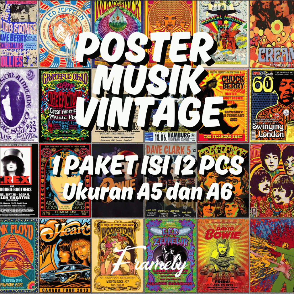 Poster Musik Vintage | Poster Band Jadul | Poster Musik Ukuran A5 A6