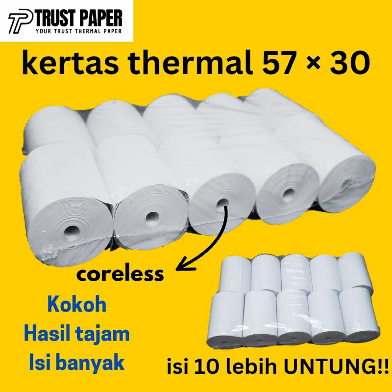 

(10 pcs) Trustpaper kertas kasir 57 × 30 thermal struk