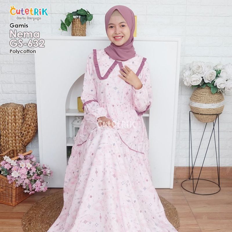 KOREAN STYLE ~ BAJU CUTETRIK GAMIS ANAK MODEL KOREA CANTIK NEMA AZNA ZEVA PINK MOTIF KOTAK KOTAK TER