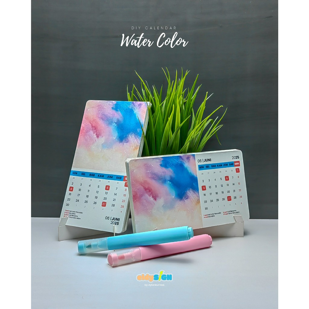 

Kalender 2025 DIY - Souvenir, Dekorasi, Hadiah Ulang Tahun & Pernikahan - Water Color