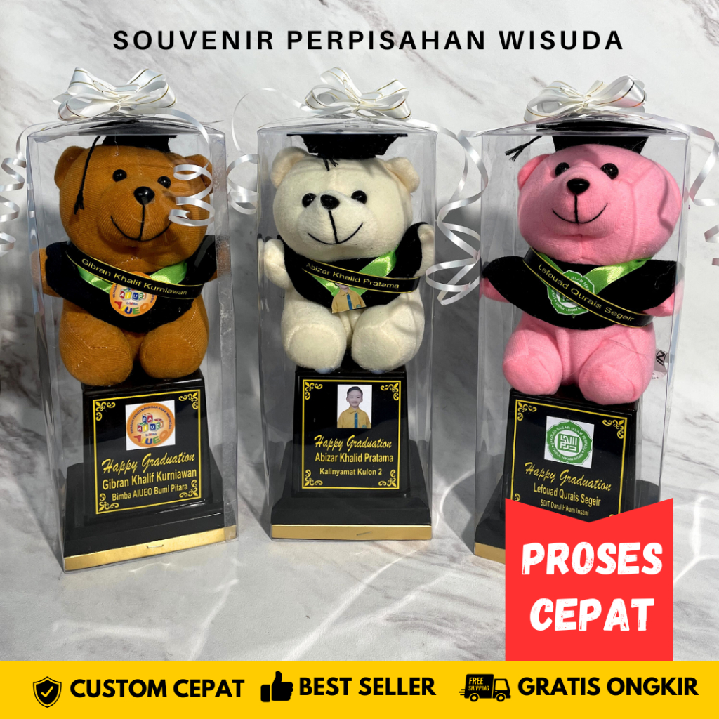 Piala Boneka Wisuda Trophy Souvenir Perpisahan Sekolah Mika TK PAUD SD SMP Kado Hadiah Grosir Murah 